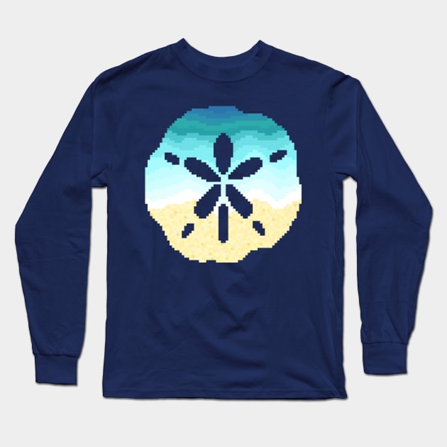 Modern Pixel Sea Sand Dollar Long Sleeve T-Shirt by jofudachi